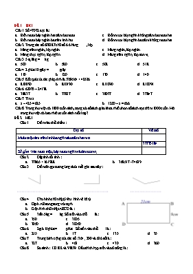 11 Đề thi giữa học kỳ I môn Toán Lớp 4